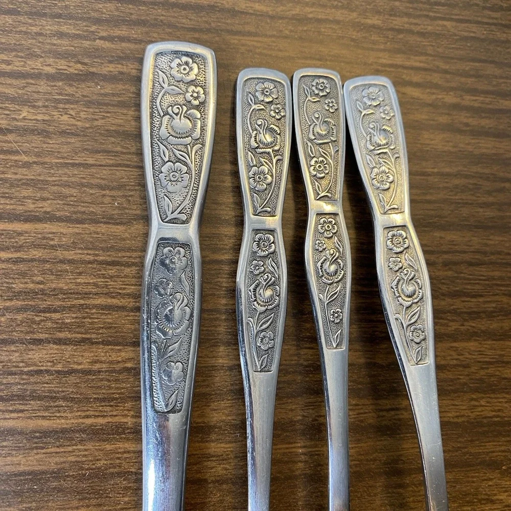 VTG Imperial Stainless 4pc TROPIC GARDEN Dinner Fork Knife Place Spoon Teaspoon